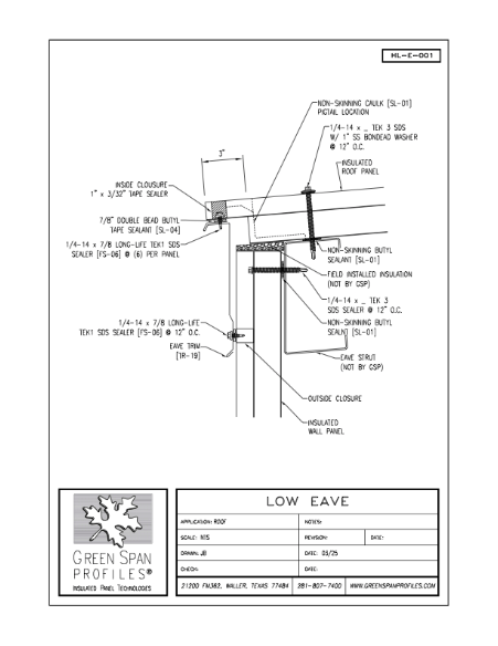 HighLine Roof Details HL-E-001 Low Eave