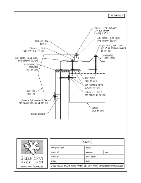 HighLine Roof Details HL-R-001 Rake
