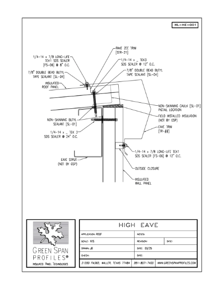 HighLine Roof Details HL-HE-001 High Eave