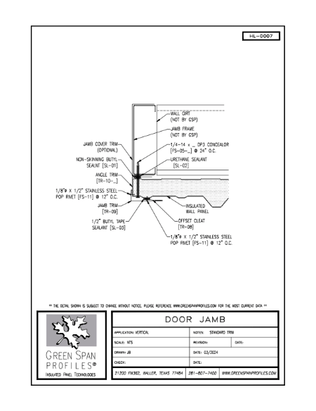 HighLine Wall Details HL-0007 Door Jamb