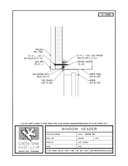 HighLine Wall Details HL-0008 Window Header