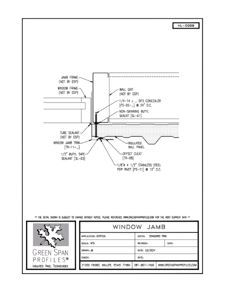 HighLine Wall Details HL-0009 Window Jamb