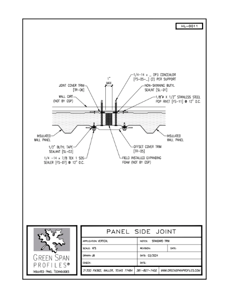 HighLine Wall Details HL-0011 Panel Side Joint