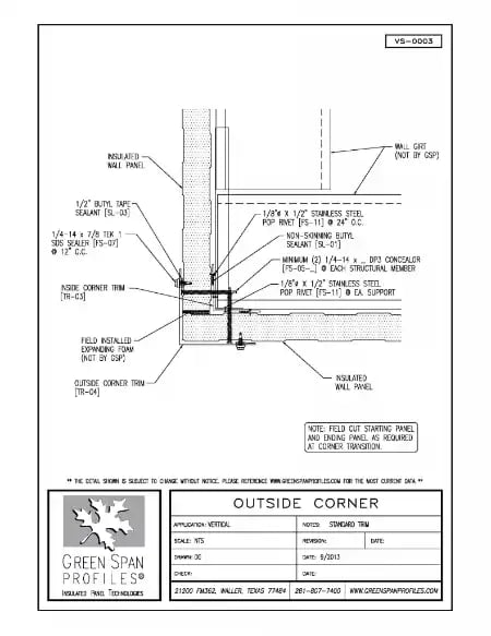 Green Span Profiles thumbnail of Details Drawing for Outside Corner