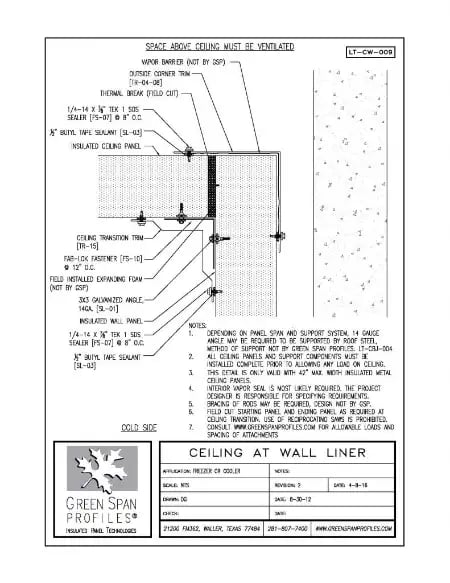 Green Span Profiles thumbnail of Details Drawing for Ceiling to Liner Wall 1