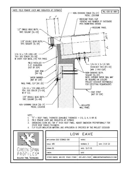 Green Span Profiles thumbnail of Details Drawing for Eave at Wall