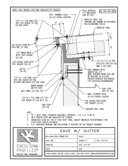 Green Span Profiles thumbnail of Details Drawing for Eave with Gutter