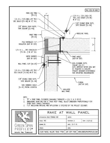 Green Span Profiles thumbnail of Details Drawing for Rake at Wall