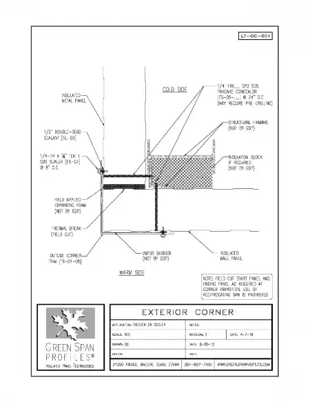 Green Span Profiles thumbnail of Details Drawing for Outside Corner 1