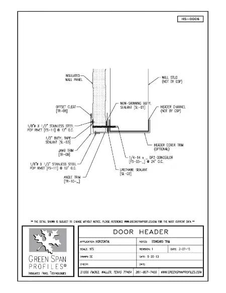 Green Span Profiles thumbnail of Details Drawing for Door Header