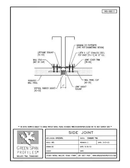 Green Span Profiles thumbnail of Details Drawing for Side Joint