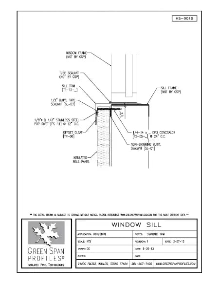 Green Span Profiles thumbnail of Details Drawing for Window Sill