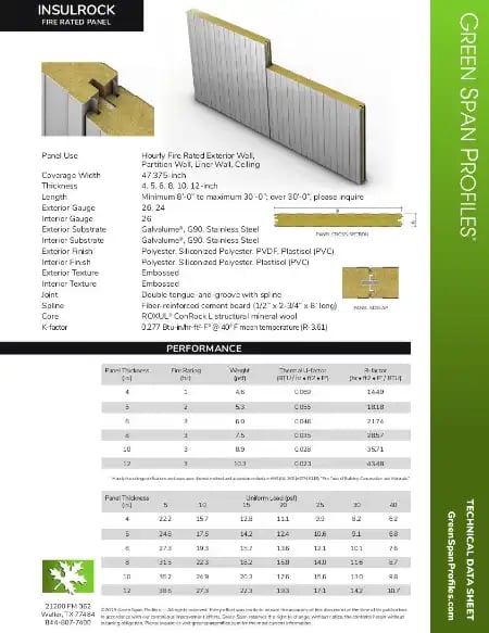 Green Span Profiles INSULROCK Data Sheet