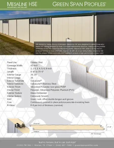 Green Span Profiles MesaLine HSE Data Sheet
