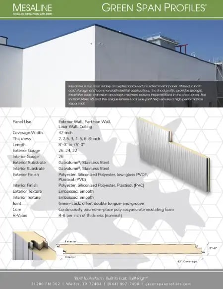 Green Span Profiles MesaLine Data Sheet