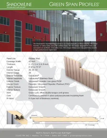 Green Span Profiles ShadowLine Data Sheet