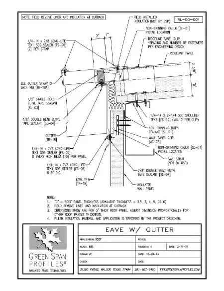 Green Span Profiles thumbnail of Details Drawing for Low Eave with Gutter