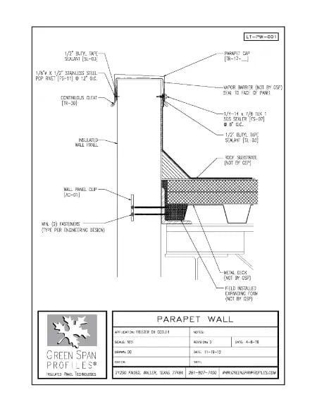 Green Span Profiles thumbnail of Details Drawing for Parapet 1