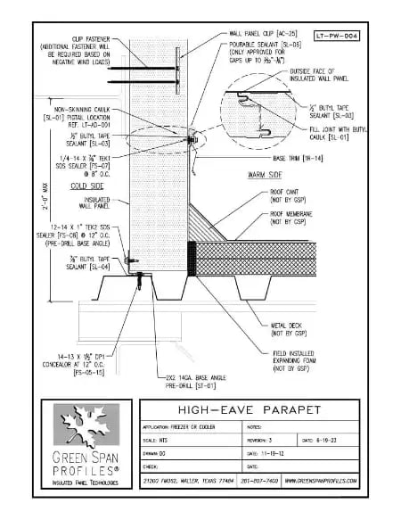 Green Span Profiles thumbnail of Details Drawing for Parapet Wall Base