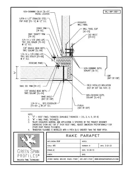 Green Span Profiles thumbnail of Details Drawing for Rake Parapet 1