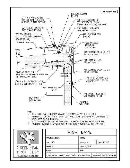 Green Span Profiles thumbnail of Details Drawing for High Eave Parapet 3