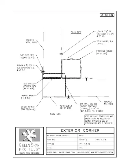 Green Span Profiles thumbnail of Details Drawing for Outside Corner 2